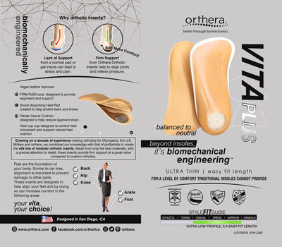 Orthera Half Length Orthotics Vita / Vita PLUS – Ultrathin